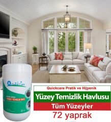 QUICKCARE Dezenfektanlı Yüzey Temizlik Havlusu 72 Yaprak- Limon Kokulu