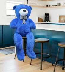 Sevgiliye Özel HEDİYE- 160 cm Papyonlu DEV Boy Peluş Ayı - % 100 YERLİ Mavi
