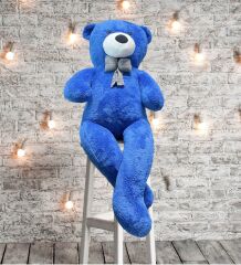 Sevgiliye Özel HEDİYE- 160 cm Papyonlu DEV Boy Peluş Ayı - % 100 YERLİ Mavi