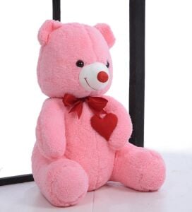 Sevgiliye Özel HEDİYE - 80 cm Kalp Tutan, Oturan Sevimli Peluş Ayı