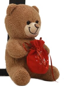 Sevgiliye Özel, Elinde BADEM Şekeri KESESİ ile Peluş BOZ Ayıcık-30 cm