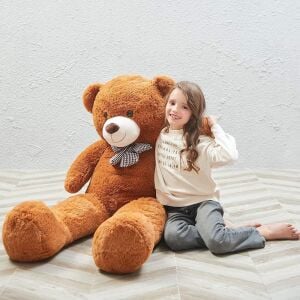 130 cm Papyonlu Sevimli Büyük Peluş Ayıcık- % 100 YERLİ