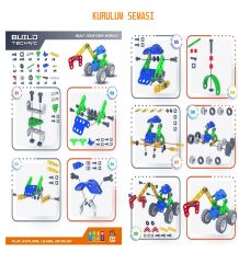 Build Technic Set, 72 Parça Tak-Sök Makaslı Vinç Block Yapı Seti