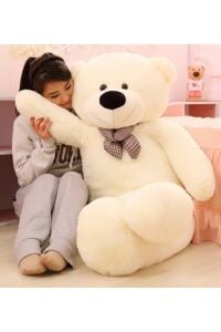 Papyonlu Sevimli Büyük Peluş Ayıcık, 130 cm - % 100 YERLİ