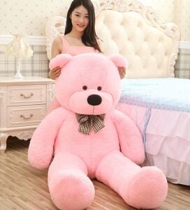 Papyonlu Sevimli Büyük Peluş Ayıcık, 130 cm - % 100 YERLİ
