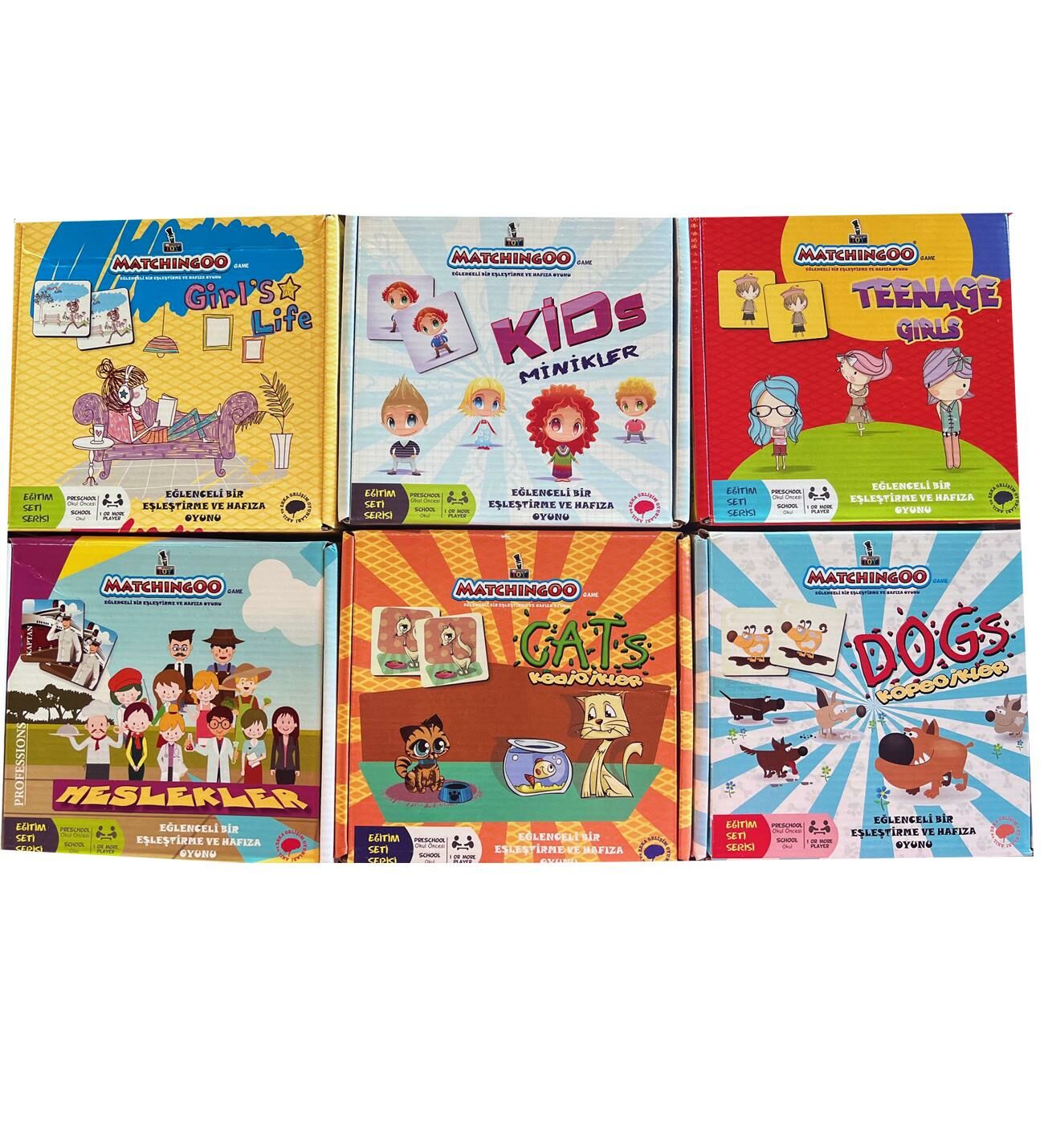 Matchingoo Eşleştirme-Hafıza Kartları Seti: Cats, Dogs, Meslekler, Girl's Life, Kids, Teenage Girl