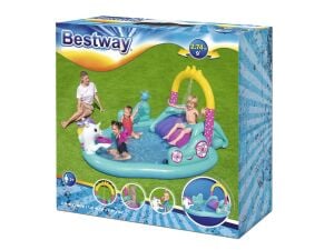 POMPALI-Bestway 53097 Unicorn Kaydırak ve Potalı Fıskiyeli Havuz
