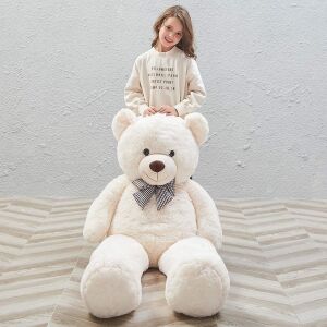 Oyuncak 80 Cm Papyonlu Peluş Ayıcık- İthal Kumaş - Premium Koleksiyon Hediyelik Ayı (% 100 YERLİ)