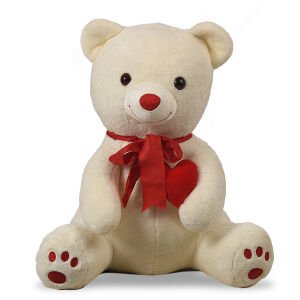 Sevgiliye Özel HEDİYE- 80 cm Kalp Tutan, Oturan Sevimli Peluş Ayı