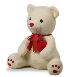 Sevgiliye Özel HEDİYE- 80 cm Kalp Tutan, Oturan Sevimli Peluş Ayı