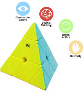 QY Speed Cube, Pyraminx Profesyonel 3x3 Speed Üçgen Rubik Zeka Küpü -Q1 Ming S2