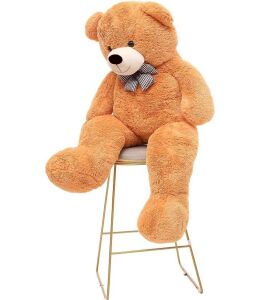 Sevgiliye Özel- Papyonlu 140 Cm Dev BOY Sevimli Peluş Koca Ayı - % 100 Yerli, Pelüş Ayıcık Bej