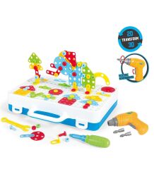 Pilli Matkaplı, 6in1 252 Parça 3D Creative Puzzle Yapboz Oyun Seti
